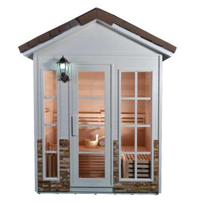 Outdoor traditional steam hemlock wooden sauna shower room